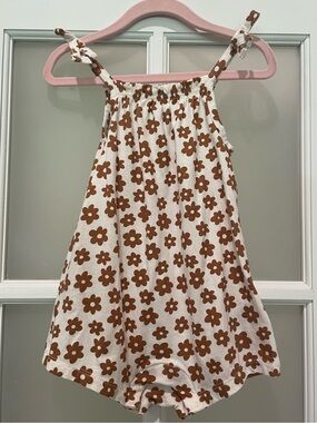 Old Navy Cream Romper with Brown Floral Print NWOT